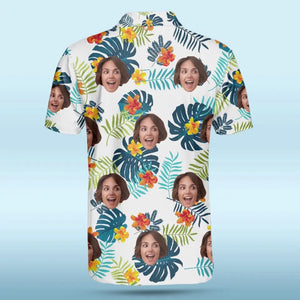 Polo personnalisé avec photo « Joyeux moments et bon soleil » - Imprimé intégral personnalisé pour la famille - Cadeau de vacances d'été, cadeau pour les membres de la famille
