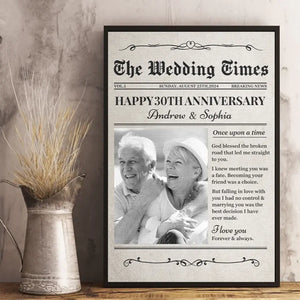 Journal photo personnalisé Save The Date The Wedding Times - Affiche verticale personnalisée pour couple - Cadeau pour mari et femme, anniversaire
