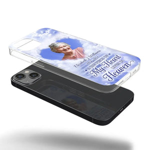 Photo personnalisée « Je suis toujours avec toi » - Étui de téléphone transparent personnalisé commémoratif - Cadeau de condoléances pour les membres de la famille