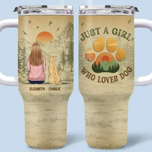 Juste une fille qui aime les chiens - Gobelet personnalisé en acier inoxydable de 113 ml avec poignée - Cadeau de condoléances pour les propriétaires de chiens et les amoureux des chiens