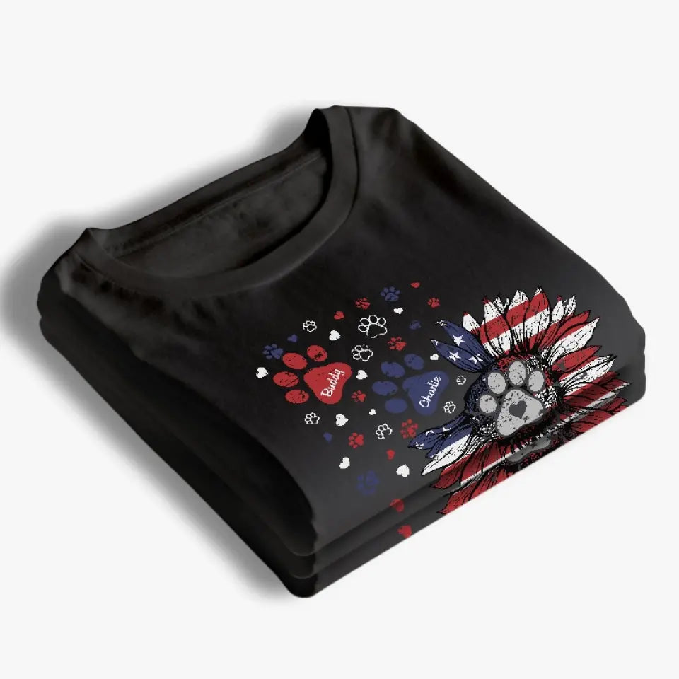 Mon thérapeute a des pattes - T-shirt unisexe personnalisé pour chien et chat, sweat à capuche, sweat-shirt - 4 juillet, cadeau pour les propriétaires d'animaux et les amoureux des animaux