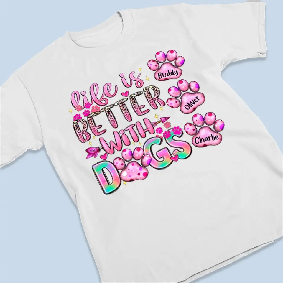 Les chiens laissent des empreintes de pattes sur votre cœur - T-shirt, sweat à capuche et sweat-shirt unisexe personnalisé pour chien - Cadeau pour propriétaires et amoureux des animaux