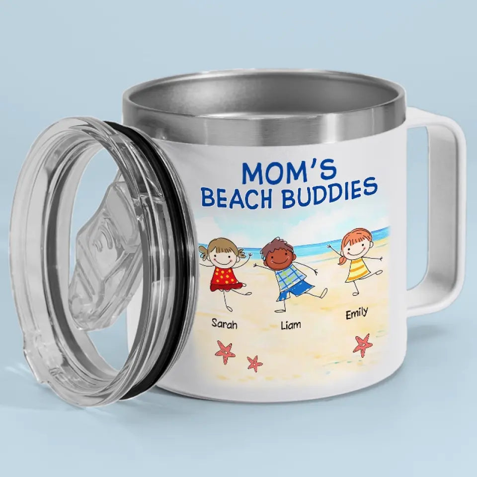 Nous sommes vos amis de plage - Gobelet personnalisé en acier inoxydable de 14 oz avec poignée - Cadeau pour maman, grand-mère