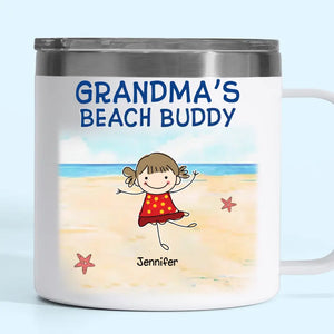 Nous sommes vos amis de plage - Gobelet personnalisé en acier inoxydable de 14 oz avec poignée - Cadeau pour maman, grand-mère