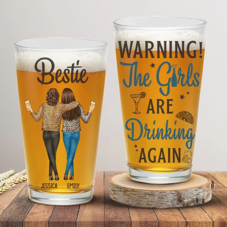 Les filles boivent à nouveau - Verre à bière personnalisé Bestie - Cadeau de vacances d'été pour meilleures amies, meilleures amies, sœurs, collègues