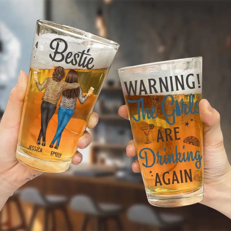 Les filles boivent à nouveau - Verre à bière personnalisé Bestie - Cadeau de vacances d'été pour meilleures amies, meilleures amies, sœurs, collègues