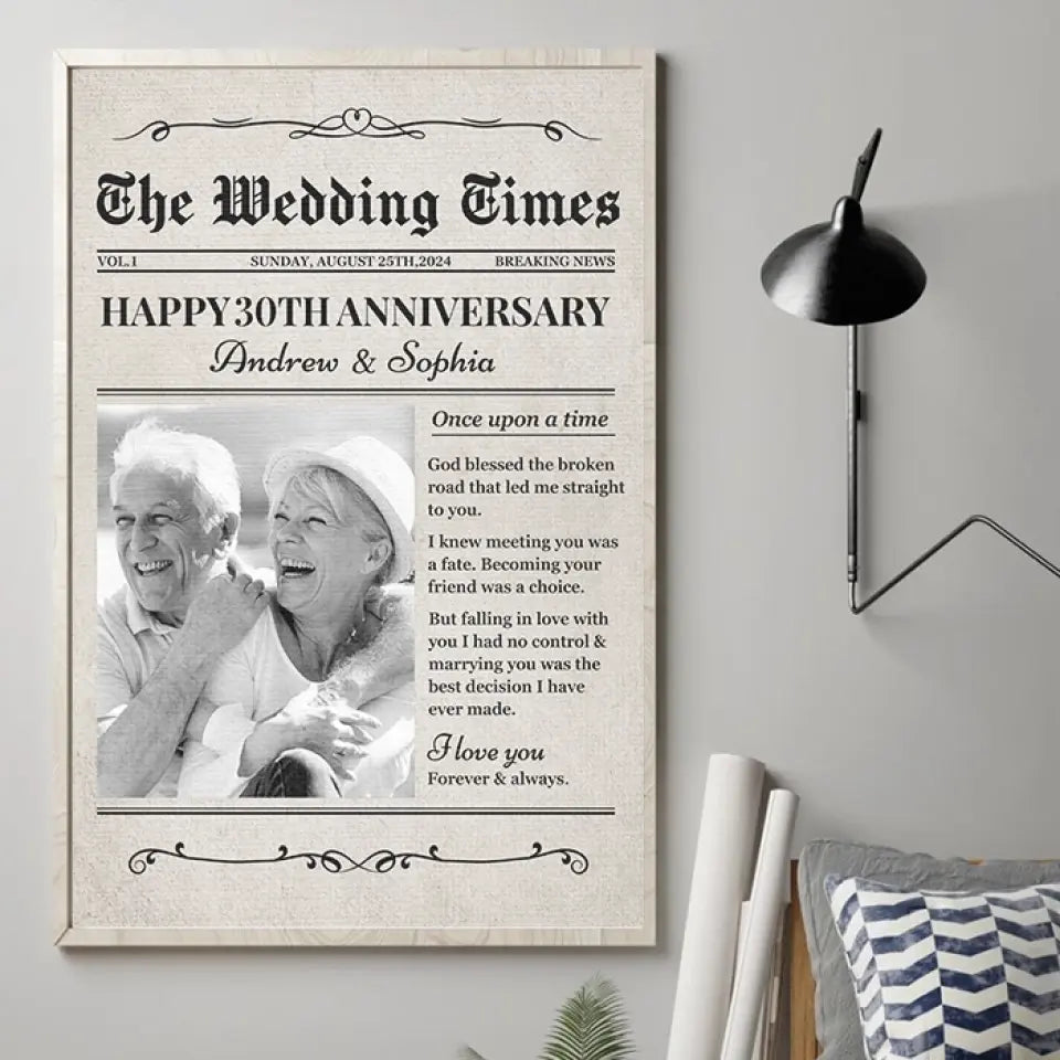 Journal photo personnalisé Save The Date The Wedding Times - Affiche verticale personnalisée pour couple - Cadeau pour mari et femme, anniversaire