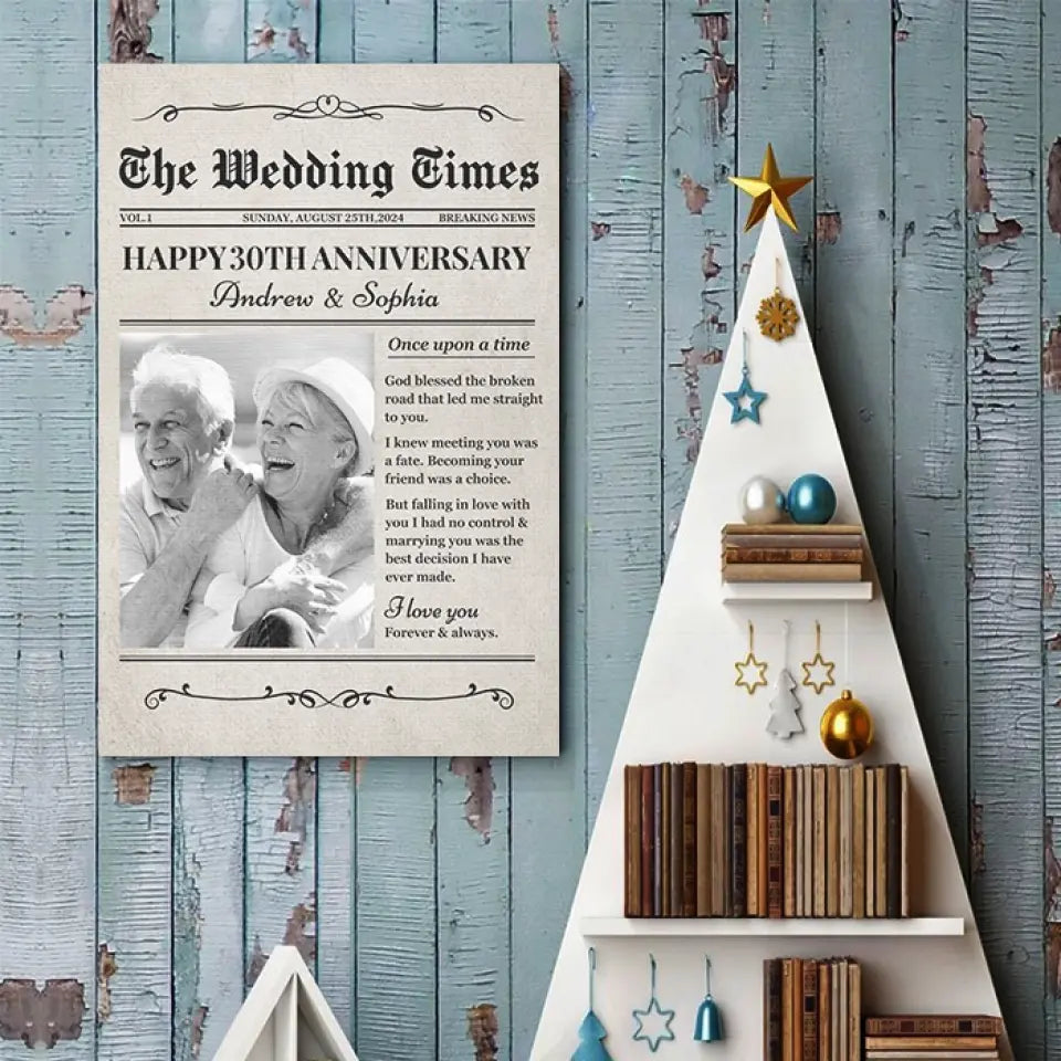 Journal photo personnalisé Save The Date The Wedding Times - Affiche verticale personnalisée pour couple - Cadeau pour mari et femme, anniversaire