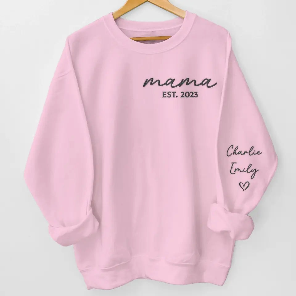 Maman, son amour est inconditionnel - Sweat-shirt brodé personnalisé pour la famille - Cadeau pour maman, grand-mère