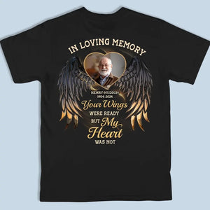 Photo personnalisée en mémoire de famille - T-shirt unisexe, sweat à capuche et sweat-shirt personnalisés au dos - Cadeau de condoléances pour les membres de la famille