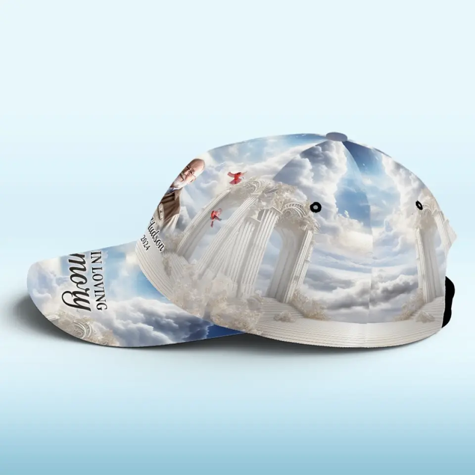 Photo personnalisée en souvenir affectueux - Chapeau personnalisé commémoratif, casquette classique imprimée sur toute la surface - Cadeau de condoléances pour les membres de la famille
