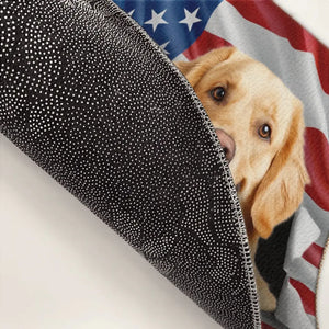 Tapis décoratif personnalisé avec photo « Amour, rires et amis » pour chiens et chats – Cadeau de pendaison de crémaillère pour propriétaires et amoureux des animaux