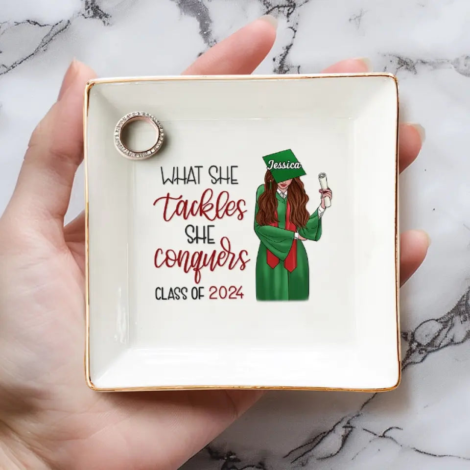 Rêvez grand, réalisez plus grand - Plat à bijoux personnalisé pour la famille - Cadeau de remise de diplôme pour les membres de la famille, les frères et sœurs