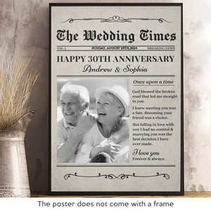 Journal photo personnalisé Save The Date The Wedding Times - Affiche verticale personnalisée pour couple - Cadeau pour mari et femme, anniversaire