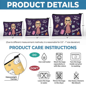 Travaillez dur, voyagez dur - Trousse de maquillage personnalisée - Cadeau de vacances, cadeau pour les amateurs de voyages d'aventure