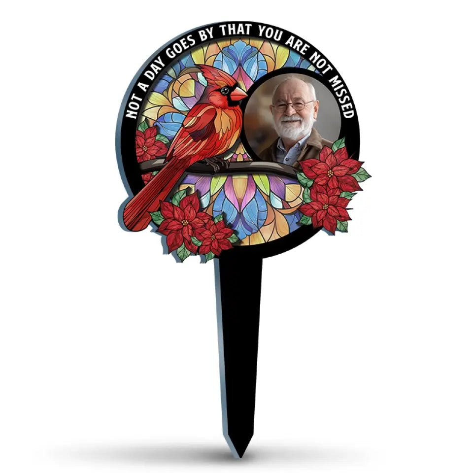 Photo personnalisée « Nous sommes toujours avec vous » - Piquet de jardin en acrylique personnalisé de style vitrail - Cadeau de condoléances pour les membres de la famille