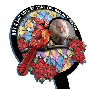 Photo personnalisée « Nous sommes toujours avec vous » - Piquet de jardin en acrylique personnalisé de style vitrail - Cadeau de condoléances pour les membres de la famille