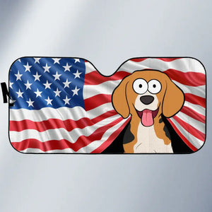 Terre de liberté et de fourrure - Pare-soleil personnalisé pour pare-brise de voiture, protection de vitre de voiture - 4 juillet, cadeau pour les propriétaires d'animaux et les amoureux des animaux