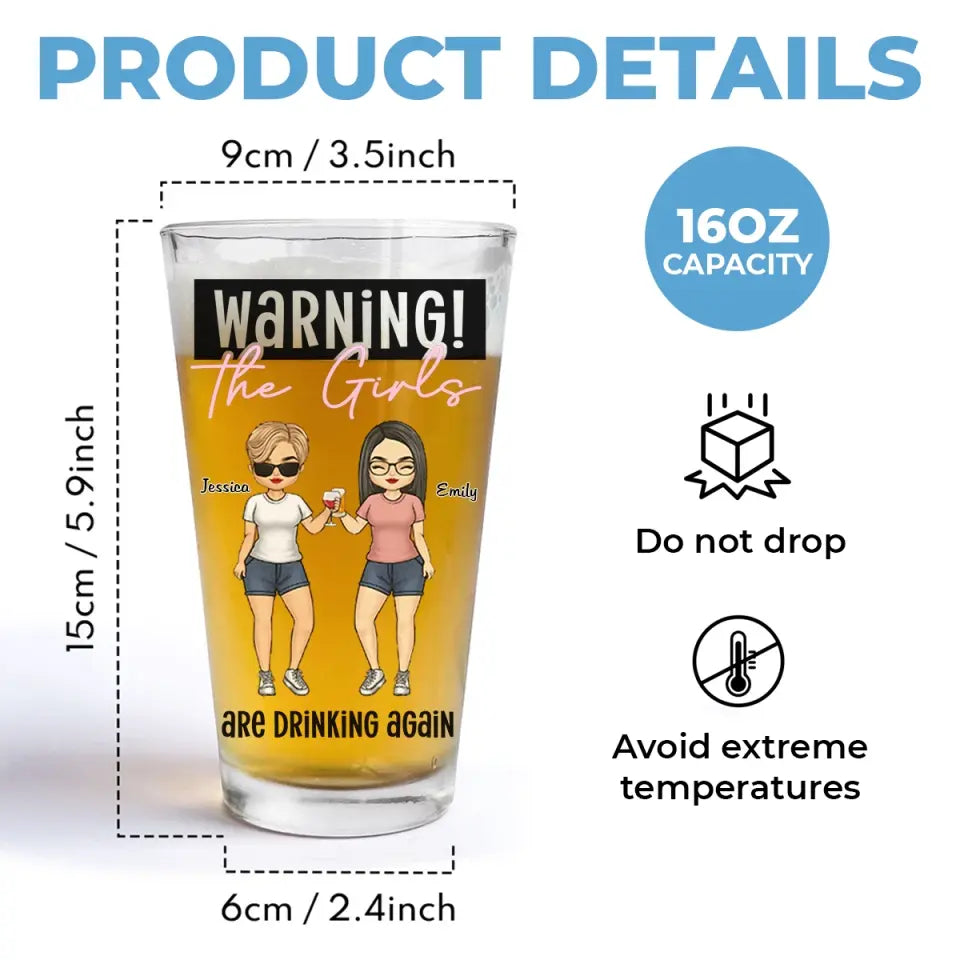 Les filles boivent à nouveau - Verre à bière personnalisé Bestie - Cadeau pour meilleures amies, meilleures amies, sœurs, collègues