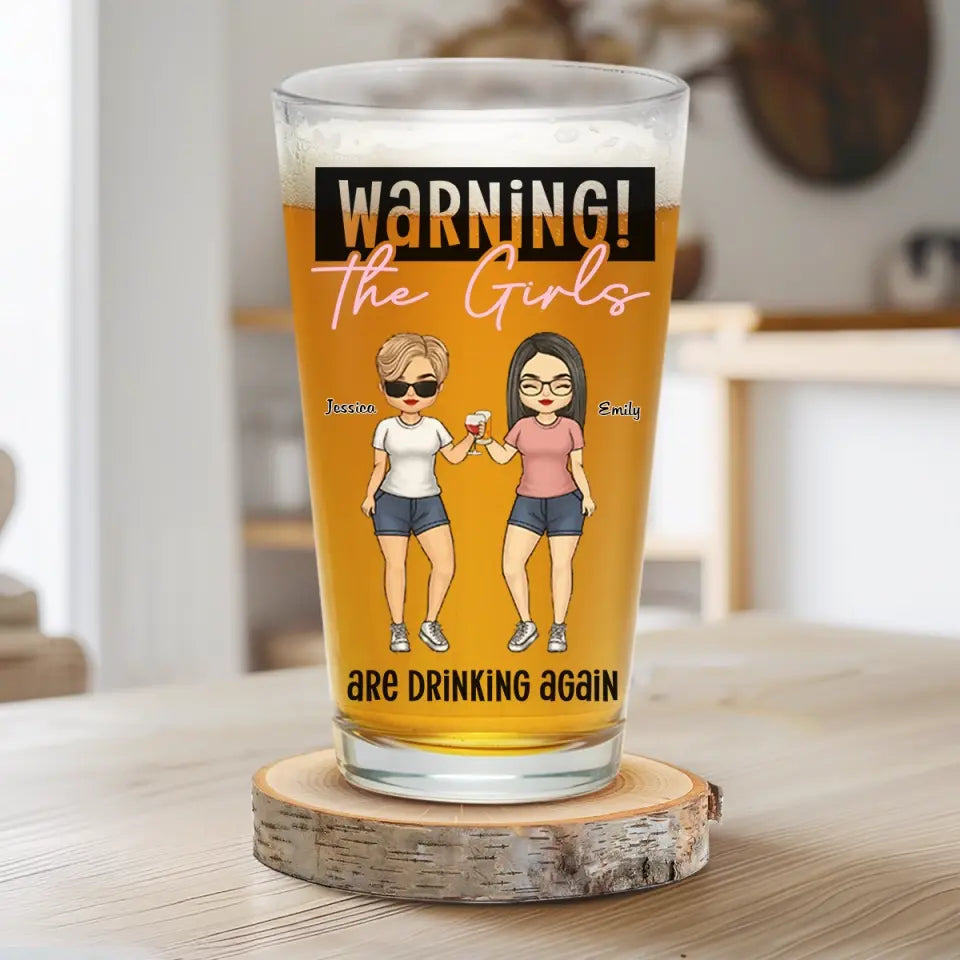 Les filles boivent à nouveau - Verre à bière personnalisé Bestie - Cadeau pour meilleures amies, meilleures amies, sœurs, collègues