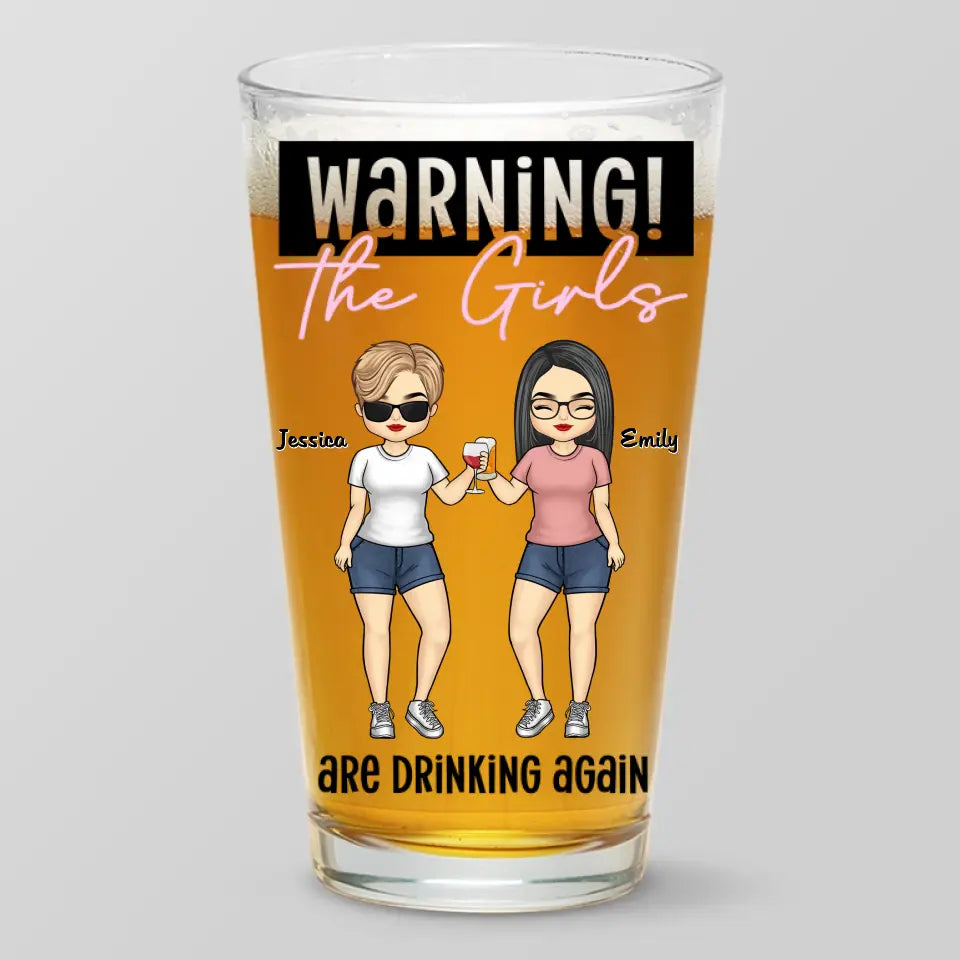 Les filles boivent à nouveau - Verre à bière personnalisé Bestie - Cadeau pour meilleures amies, meilleures amies, sœurs, collègues