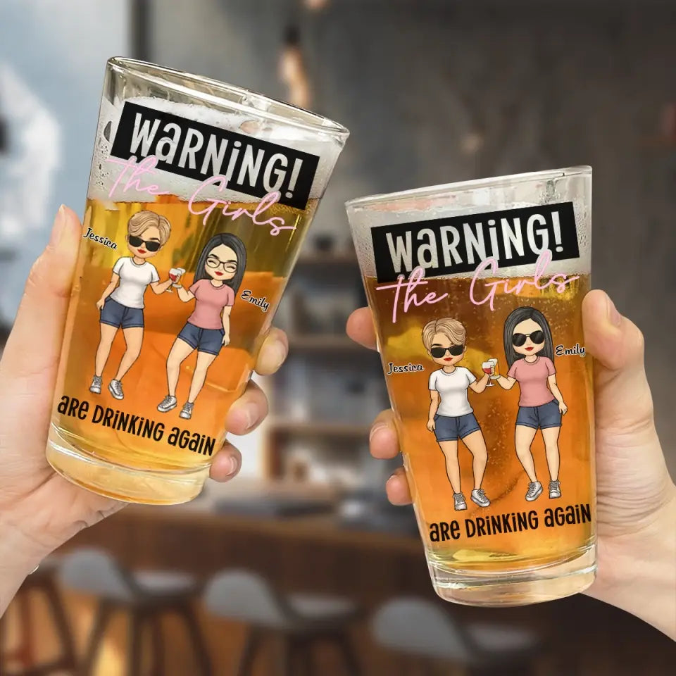 Les filles boivent à nouveau - Verre à bière personnalisé Bestie - Cadeau pour meilleures amies, meilleures amies, sœurs, collègues