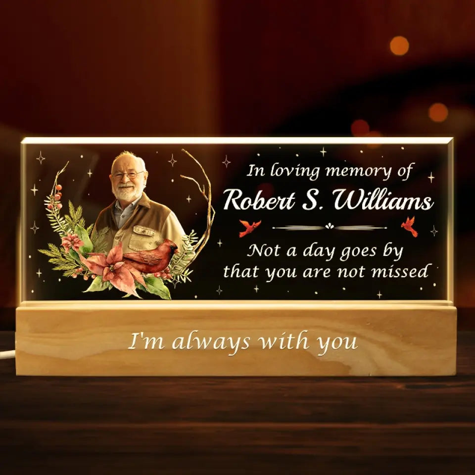 Photo personnalisée Ceux qui touchent nos vies, restent dans nos cœurs pour toujours - Lettres acryliques personnalisées commémoratives Veilleuse LED 3D - Cadeau de condoléances pour les membres de la famille