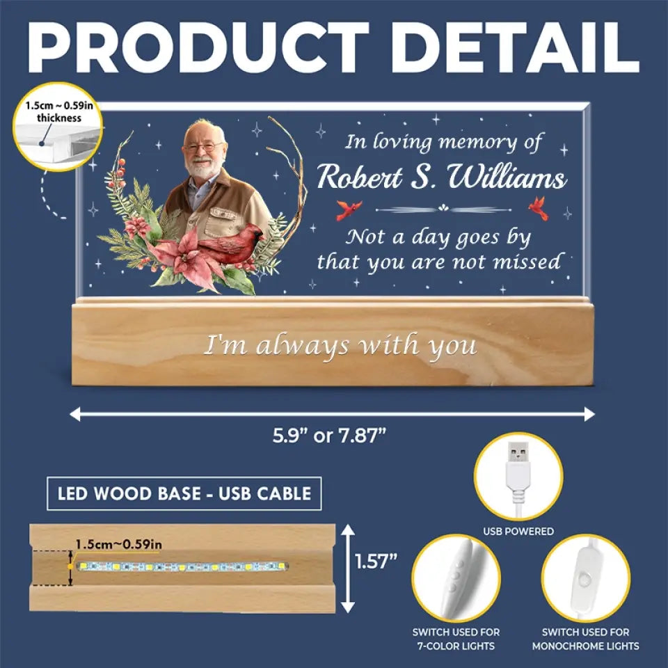 Photo personnalisée Ceux qui touchent nos vies, restent dans nos cœurs pour toujours - Lettres acryliques personnalisées commémoratives Veilleuse LED 3D - Cadeau de condoléances pour les membres de la famille