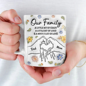 Notre famille, beaucoup d'amour - Mug personnalisé avec effet gonflé 3D - Cadeau pour les membres de la famille