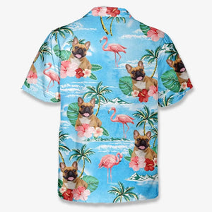 T-shirt hawaïen unisexe personnalisé avec photo « Apportez la joie à la plage » pour chien et chat - Cadeau idéal pour les vacances d'été, les propriétaires d'animaux et les amoureux des animaux.