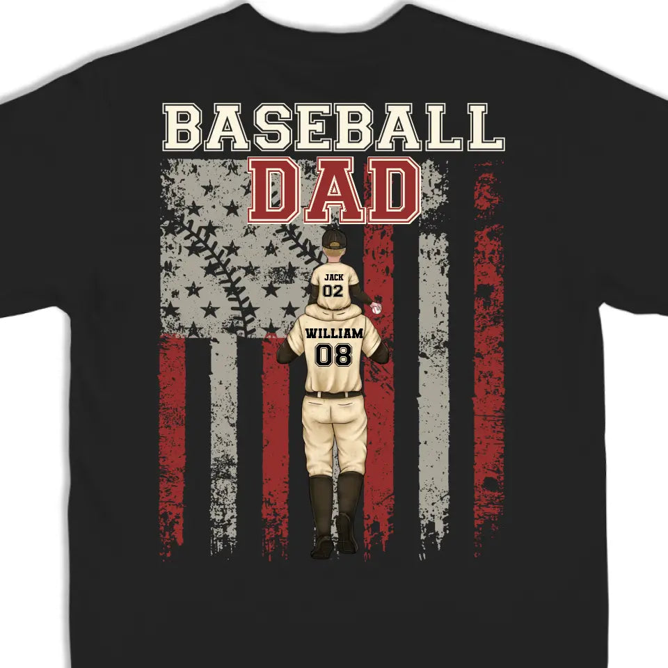 Toujours avec l'équipe de papa - T-shirt unisexe personnalisé avec imprimé au dos - Cadeau pour papa, amateurs de sport, joueurs de sport