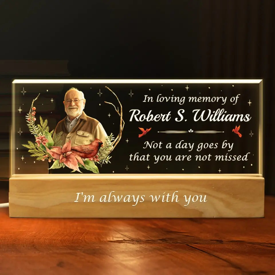 Photo personnalisée Ceux qui touchent nos vies, restent dans nos cœurs pour toujours - Lettres acryliques personnalisées commémoratives Veilleuse LED 3D - Cadeau de condoléances pour les membres de la famille