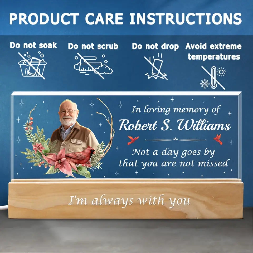 Photo personnalisée Ceux qui touchent nos vies, restent dans nos cœurs pour toujours - Lettres acryliques personnalisées commémoratives Veilleuse LED 3D - Cadeau de condoléances pour les membres de la famille