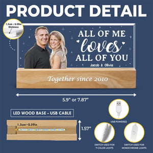 Photo personnalisée « Tout de moi, tout de toi » – Couple personnalisé lettres acryliques personnalisées veilleuse LED 3D – Cadeau pour mari femme, anniversaire
