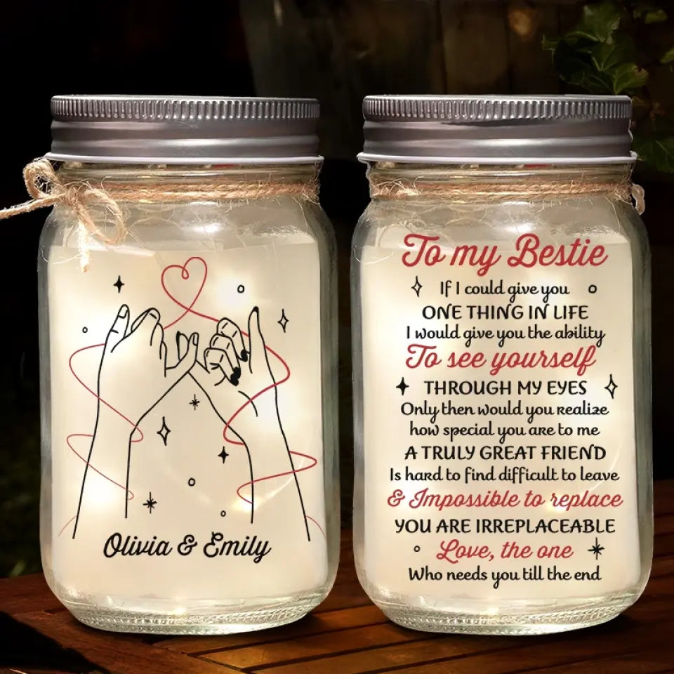 La vie est meilleure avec de vrais amis - Lampe Mason Jar personnalisée Bestie - Cadeau pour les meilleures amies, BFF, sœurs
