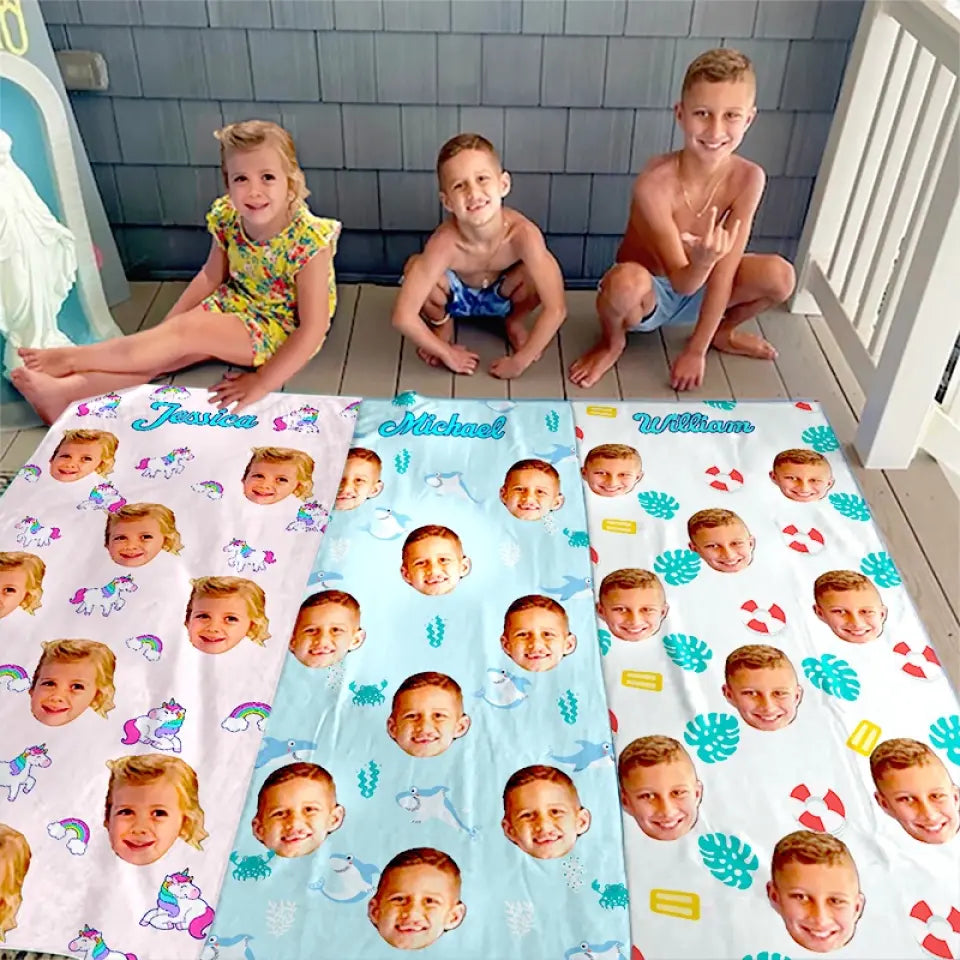 Serviette de plage personnalisée avec photo « Passons un été inoubliable » – Cadeau de vacances d'été pour les membres de la famille