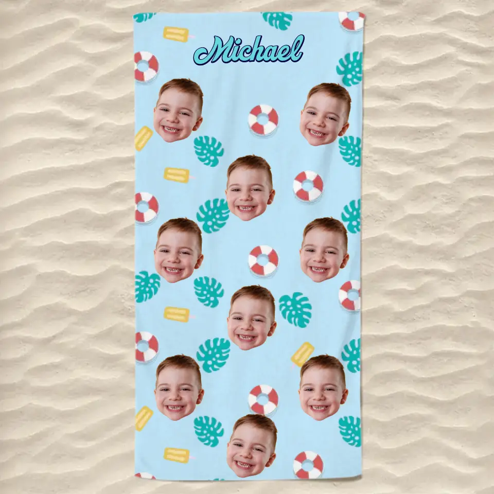 Serviette de plage personnalisée avec photo « Passons un été inoubliable » – Cadeau de vacances d'été pour les membres de la famille