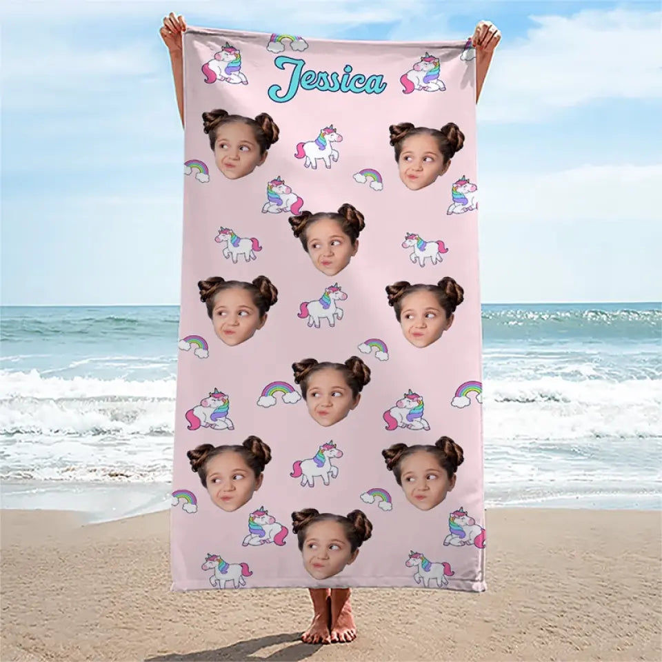 Serviette de plage personnalisée avec photo « Passons un été inoubliable » – Cadeau de vacances d'été pour les membres de la famille