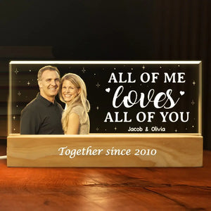 Photo personnalisée « Tout de moi, tout de toi » – Couple personnalisé lettres acryliques personnalisées veilleuse LED 3D – Cadeau pour mari femme, anniversaire