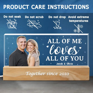 Photo personnalisée « Tout de moi, tout de toi » – Couple personnalisé lettres acryliques personnalisées veilleuse LED 3D – Cadeau pour mari femme, anniversaire
