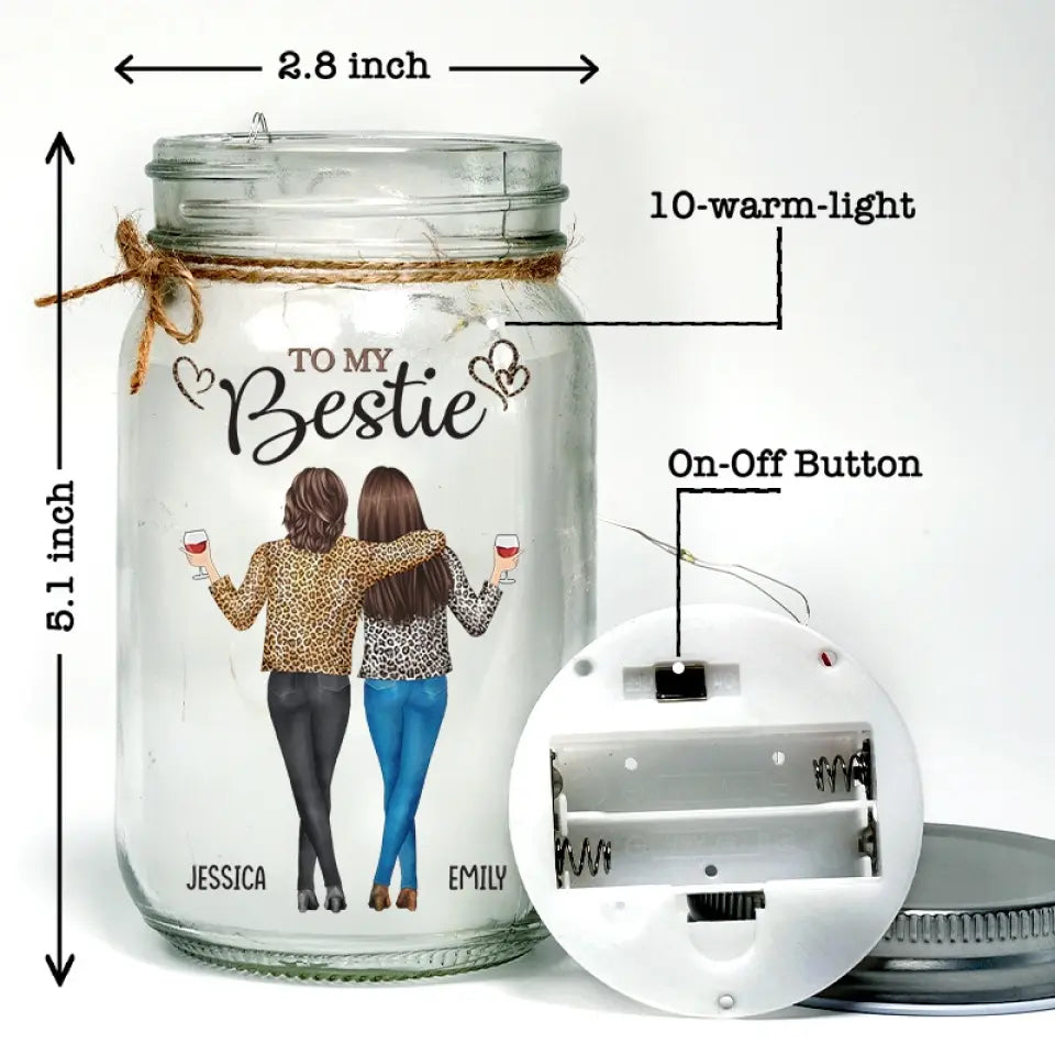 Tu es à mes côtés dans les bons comme dans les mauvais moments - Lampe personnalisée en pot Mason - Cadeau pour les meilleures amies, les meilleures amies et les sœurs