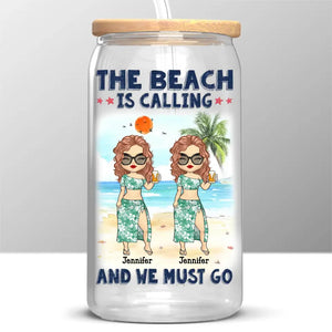 Les amis qui voyagent ensemble restent ensemble - Tasse en verre personnalisée Bestie, tasse à café glacé - Cadeau de vacances d'été pour les meilleures amies, BFF, sœurs