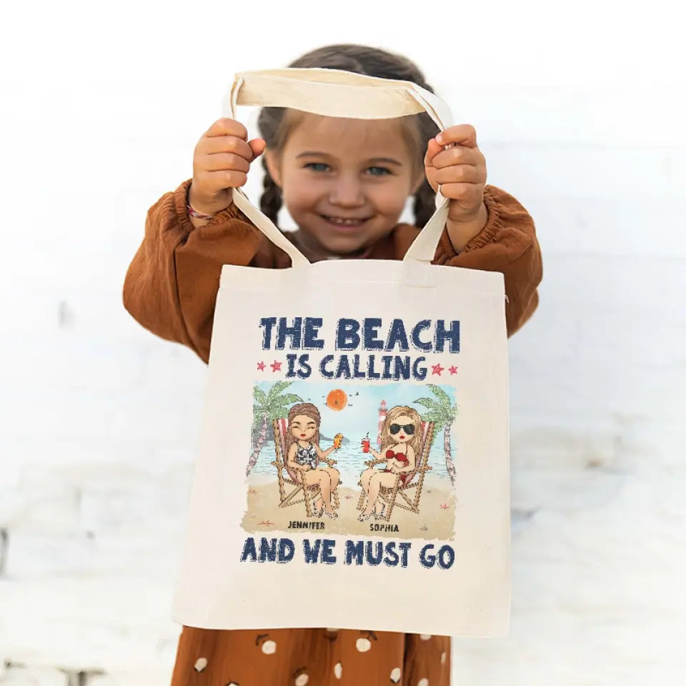 La vie est une plage et nous profitons simplement des vagues - Sac fourre-tout personnalisé Bestie - Cadeau de vacances d'été pour les meilleures amies, BFF, sœurs