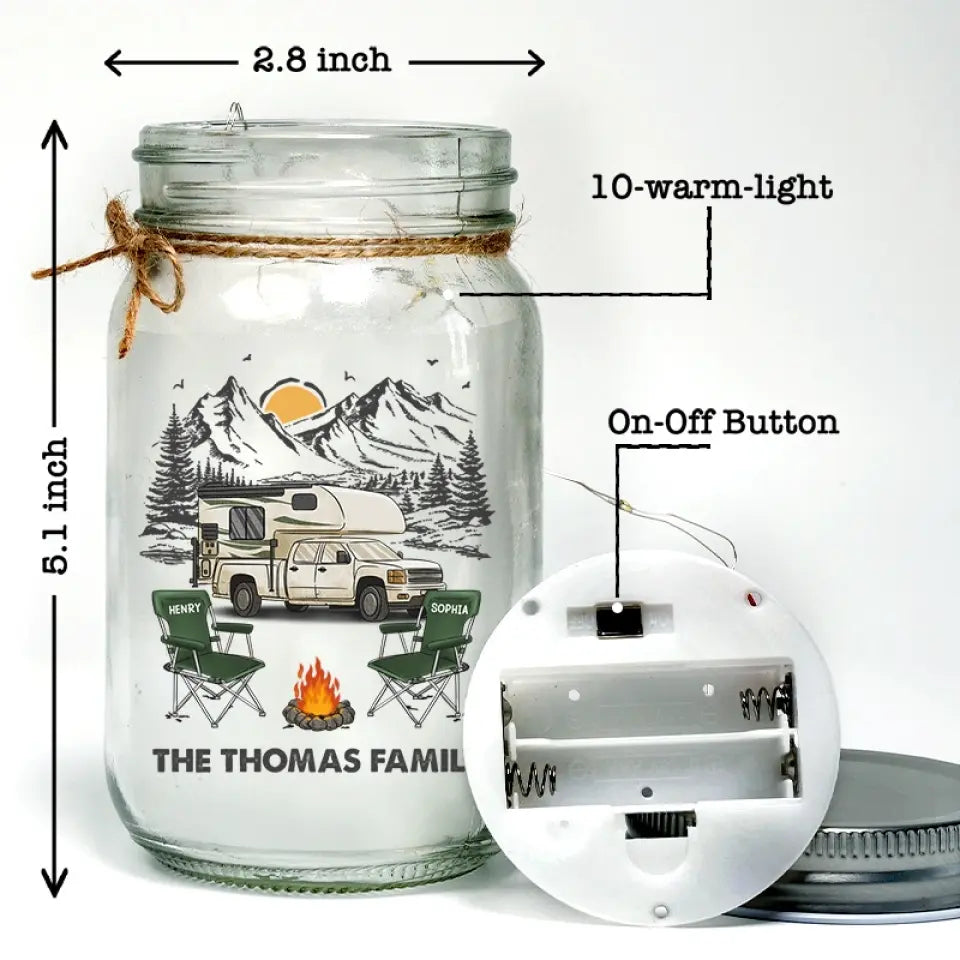 Trouvez votre nature sauvage - Lampe de camping personnalisée en pot Mason - Cadeau pour couple, mari, femme, amoureux du camping