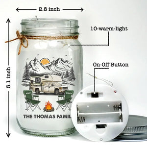 Trouvez votre nature sauvage - Lampe de camping personnalisée en pot Mason - Cadeau pour couple, mari, femme, amoureux du camping