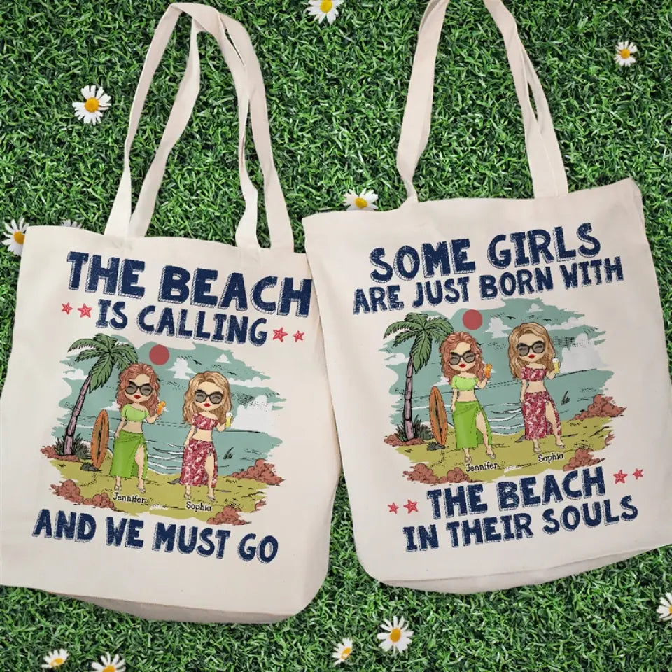 La plage nous appelle et nous devons y aller - Sac fourre-tout personnalisé Bestie - Cadeau de vacances d'été pour meilleures amies, meilleures amies, sœurs