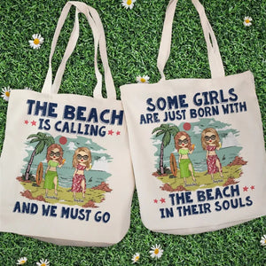 La plage nous appelle et nous devons y aller - Sac fourre-tout personnalisé Bestie - Cadeau de vacances d'été pour meilleures amies, meilleures amies, sœurs