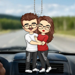 J'aime chaque centimètre de toi - Ornement de voiture personnalisé pour couple - Forme personnalisée en acrylique - Cadeau pour mari et femme, anniversaire