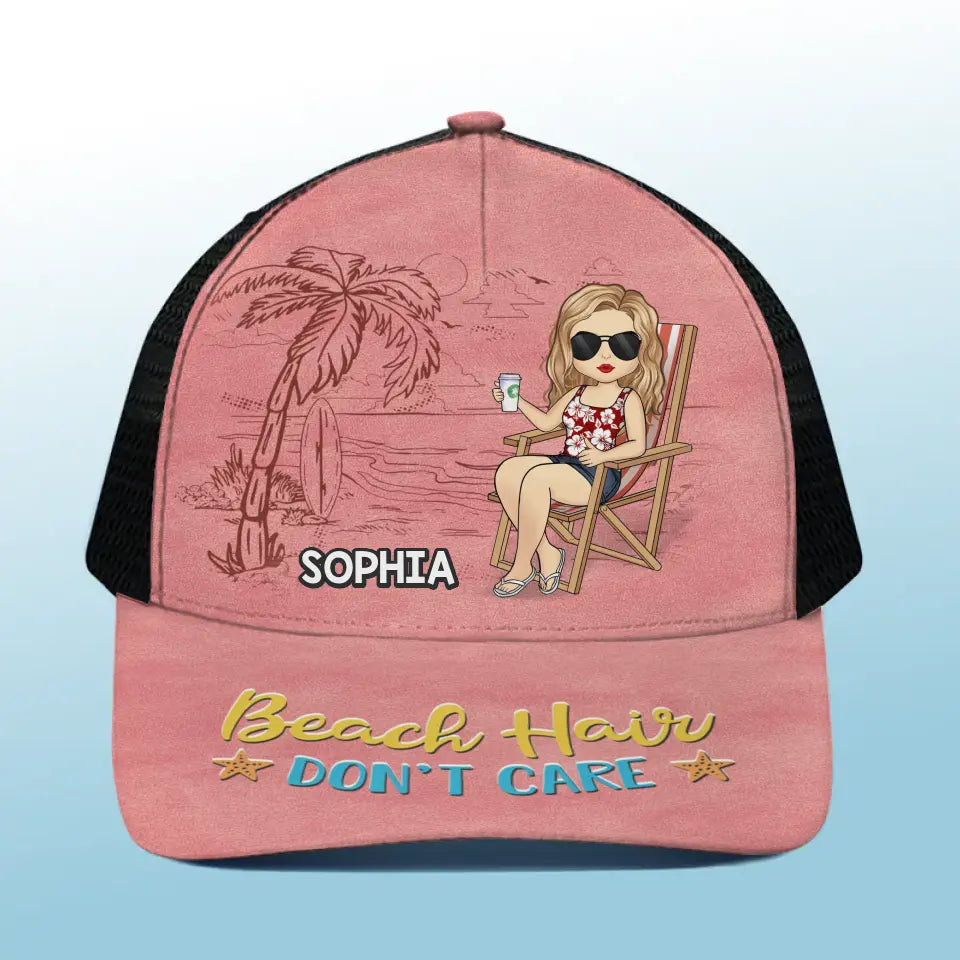 J'ai laissé mon cœur à la plage - Casquette de baseball personnalisée avec dos en maille, casquette de camionneur de baseball - Cadeau de vacances d'été pour meilleures amies, meilleures amies, sœurs