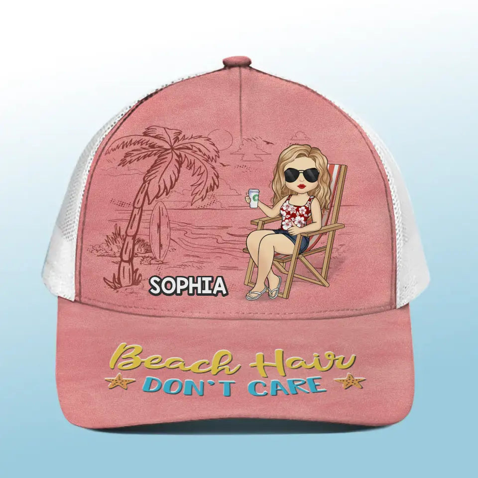 J'ai laissé mon cœur à la plage - Casquette de baseball personnalisée avec dos en maille, casquette de camionneur de baseball - Cadeau de vacances d'été pour meilleures amies, meilleures amies, sœurs